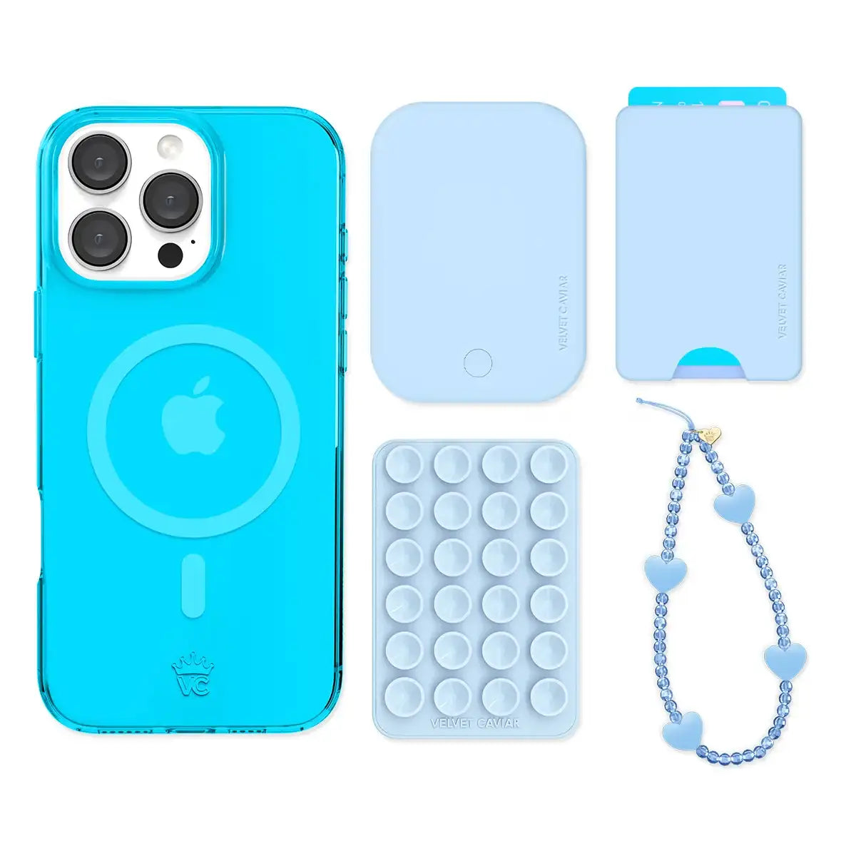 Neon Blue iPhone Bundle Set - Wallet