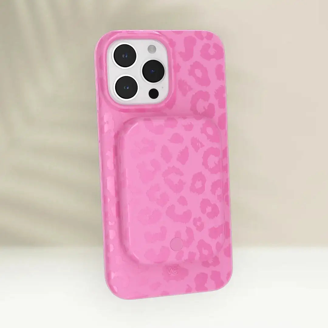 Hot Pink Leopard Portable MagSafe Charger Power Pack