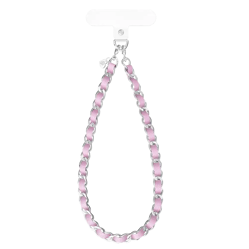 Pink Leather Chain Phone Charm