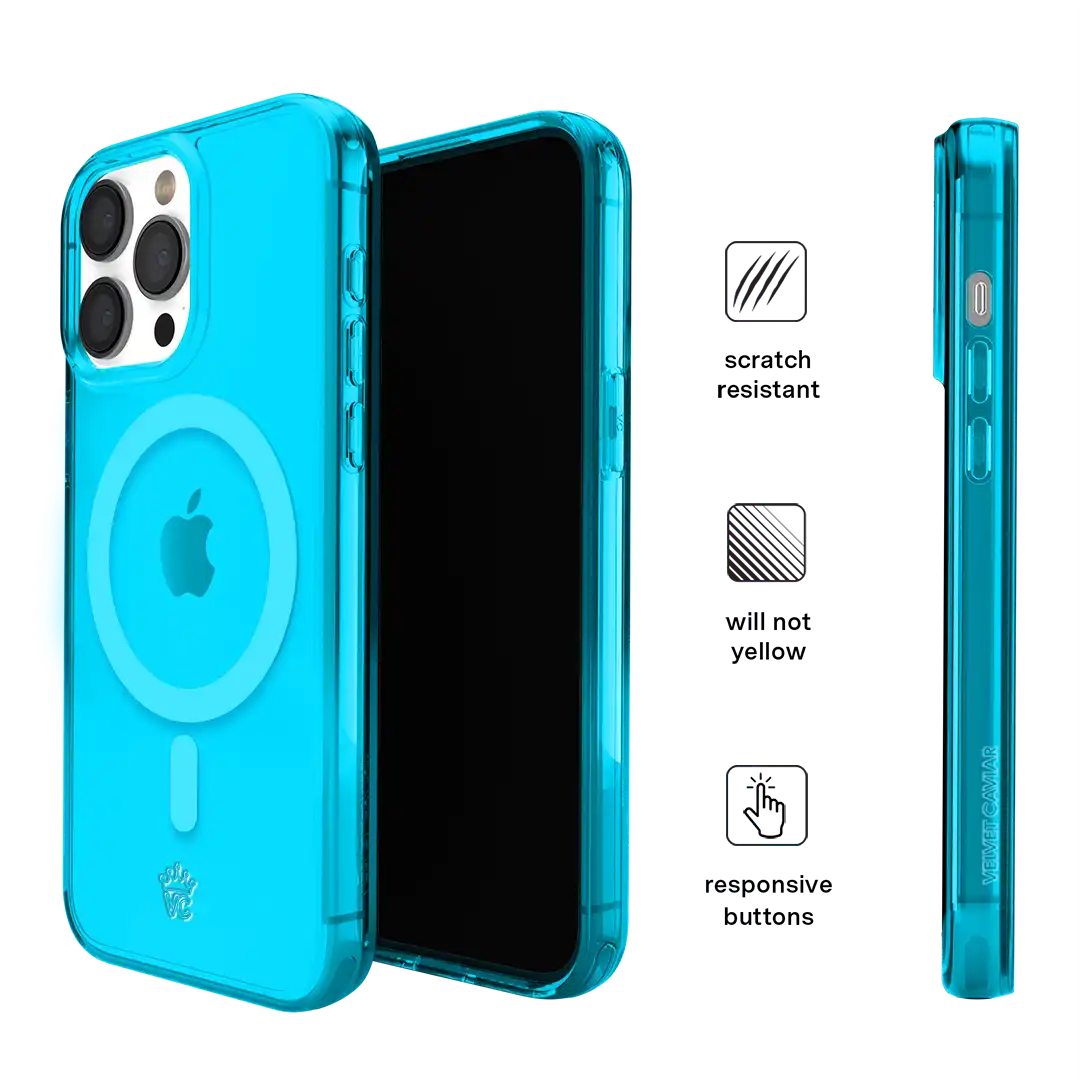 Neon Blue Clear iPhone Case