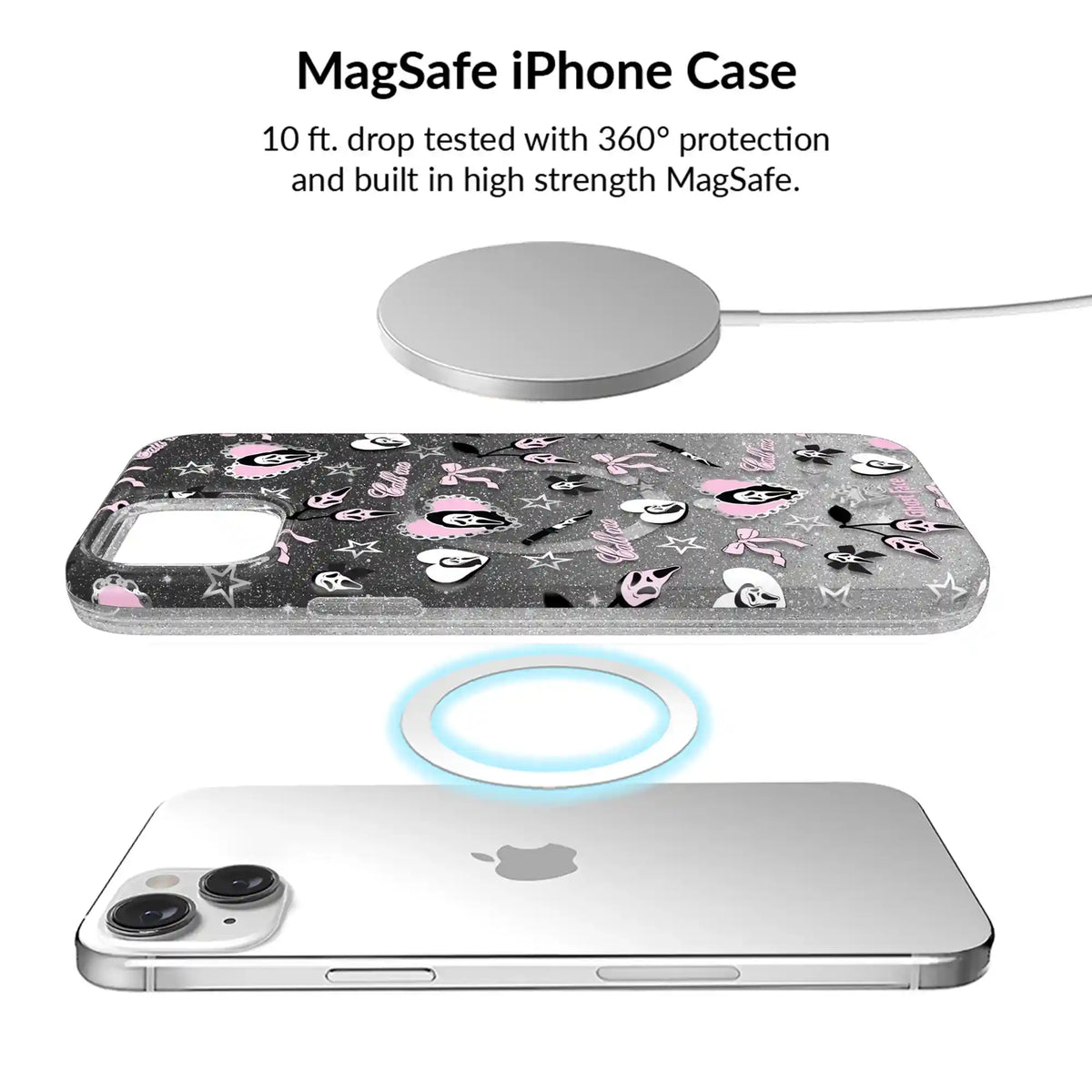 Ghost Face Goth Glitter iPhone Bundle Set