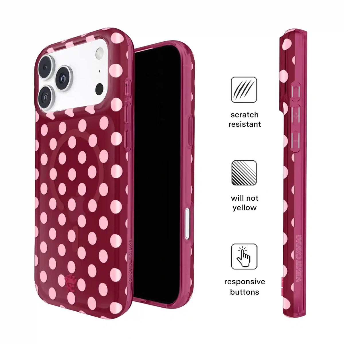 Raspberry Polka Dot iPhone Case