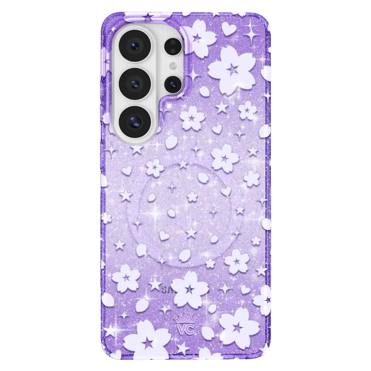 Lavender Cherry Blossom Glitter Samsung Case
