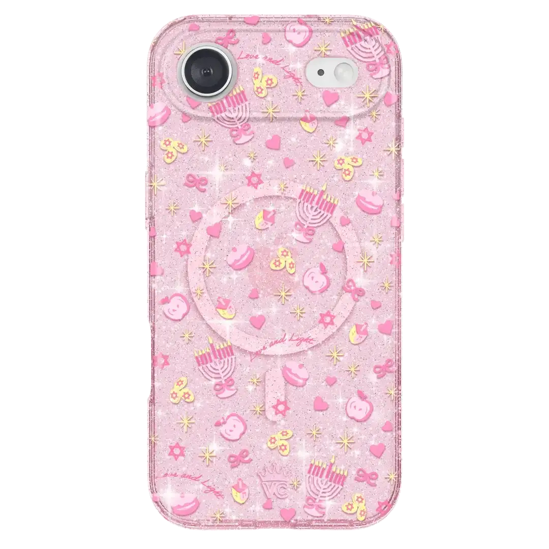 Pink Hanukkah Glitter iPhone Case