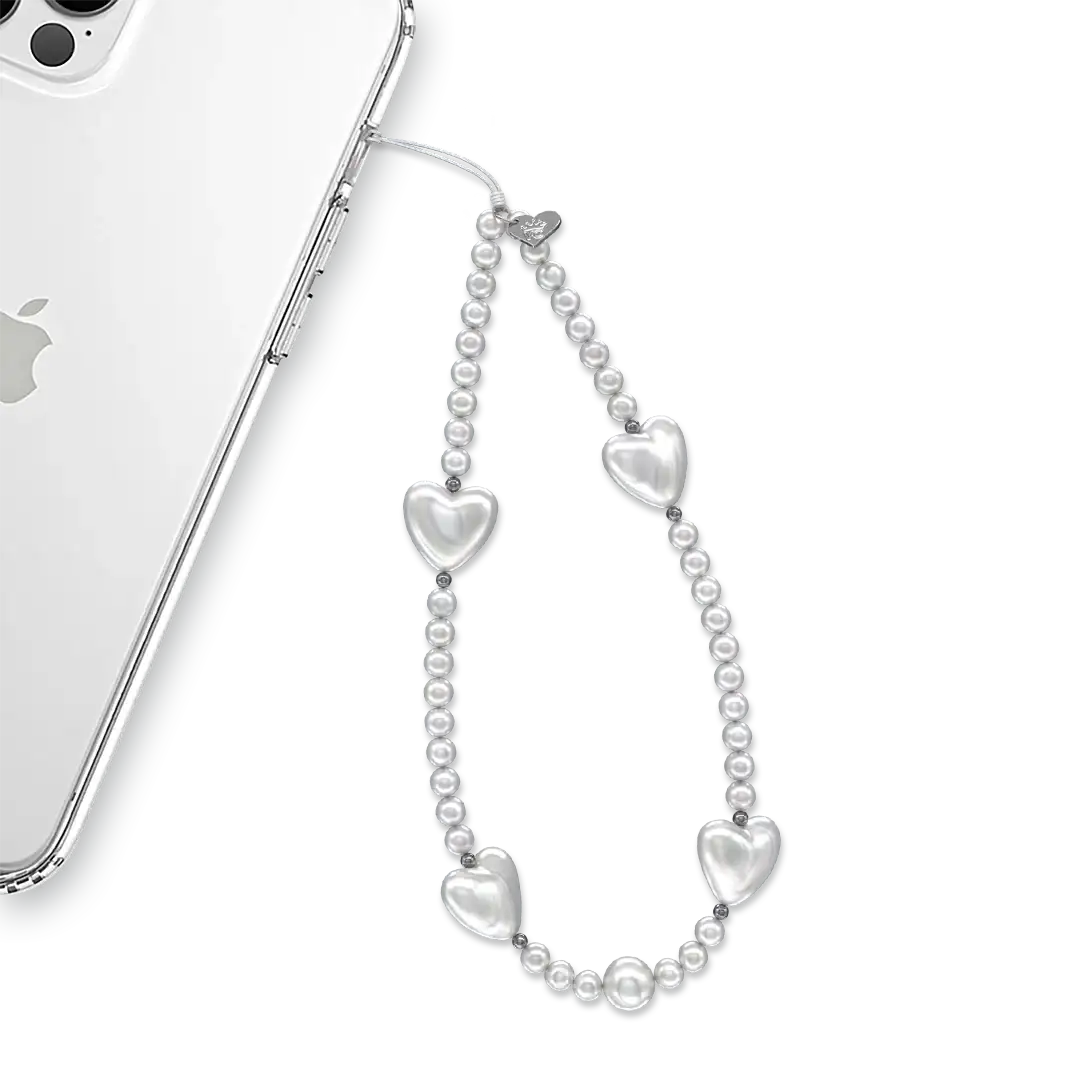 Vintage Pearl Heart Phone Charm