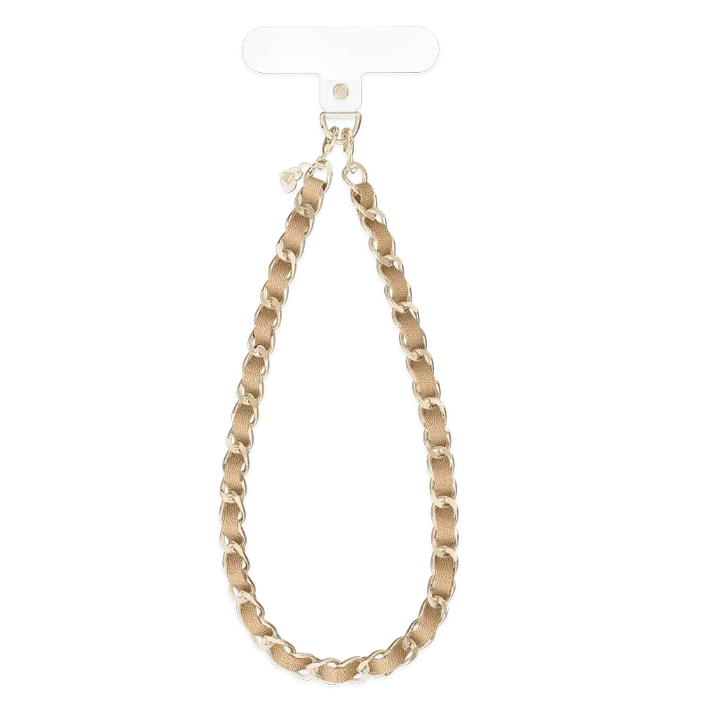 Nude Leather Chain Phone Charm