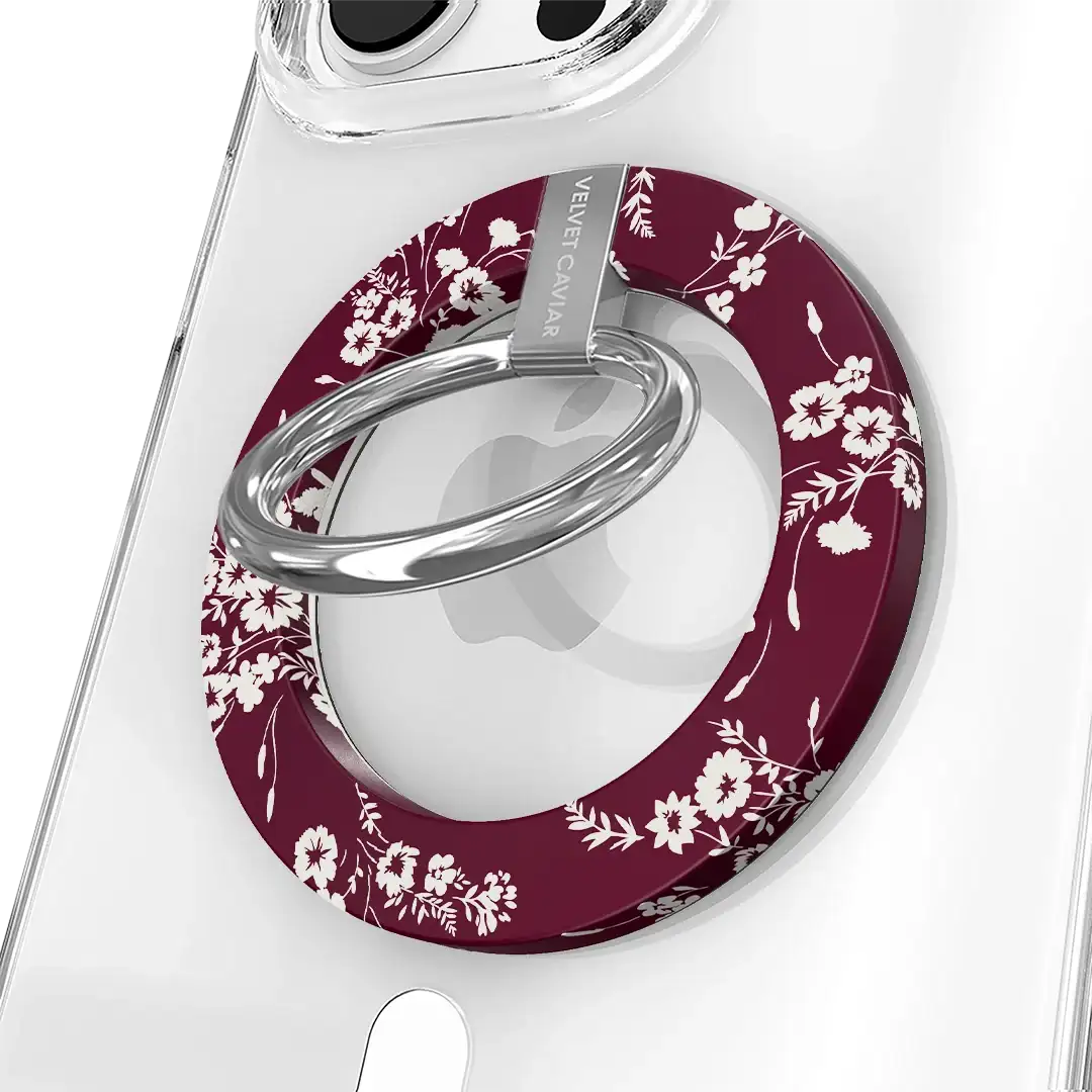 French Burgundy Floral MagSafe Grip Ring