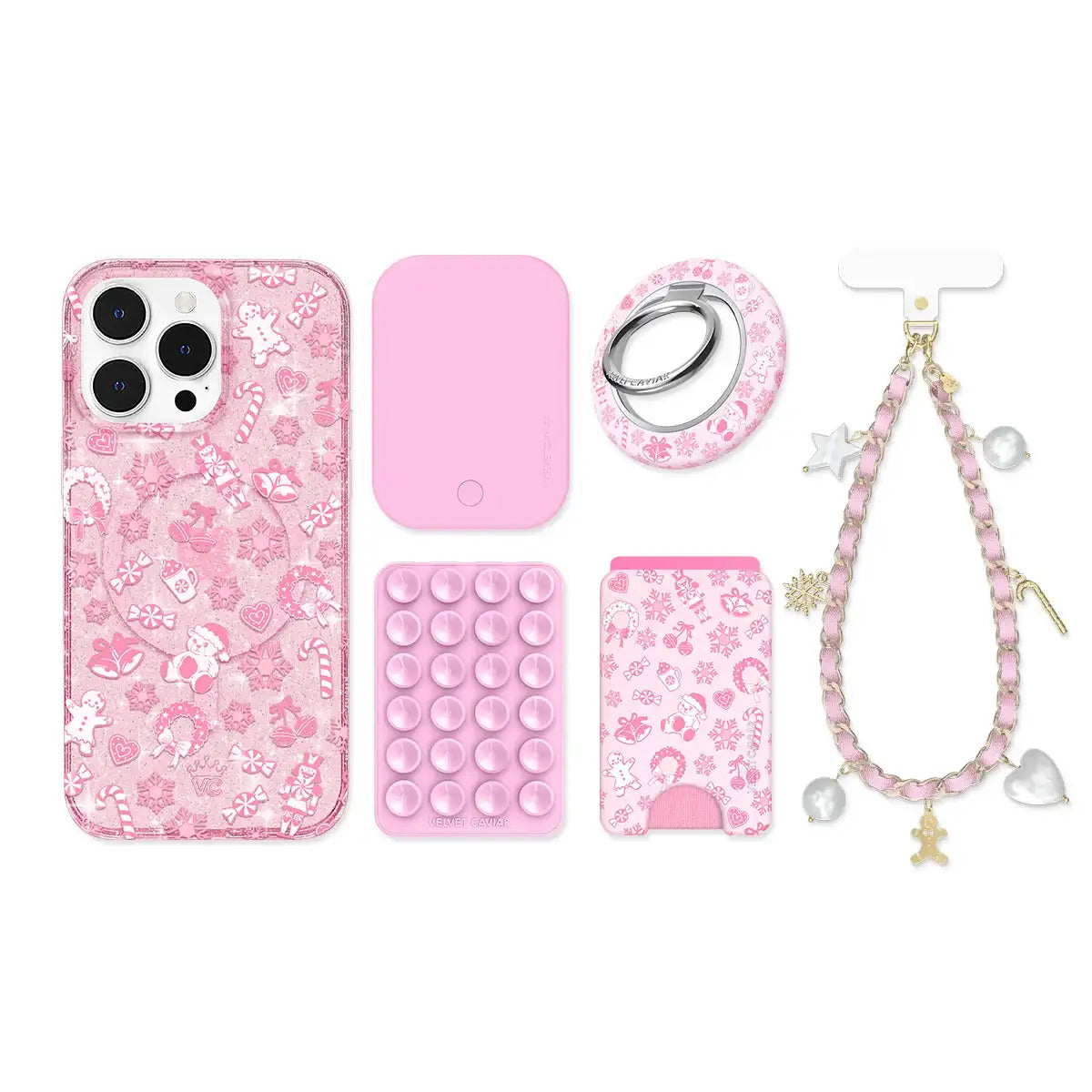 Pink Christmas Glitter iPhone Bundle