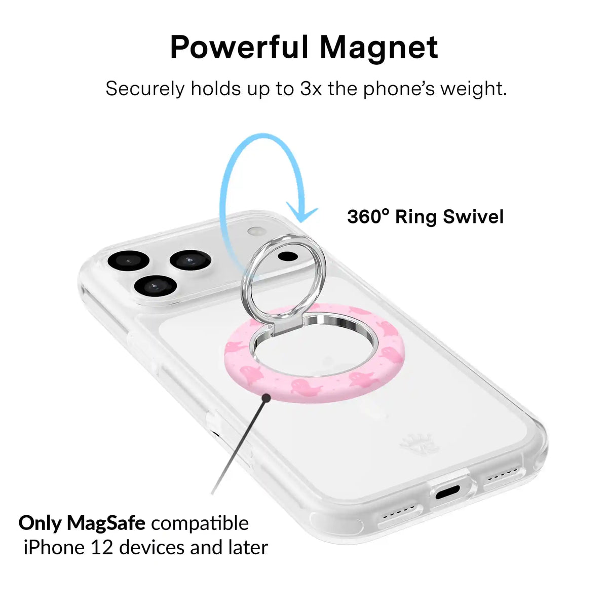 Ghosted Pink Glitter MagSafe Grip Ring