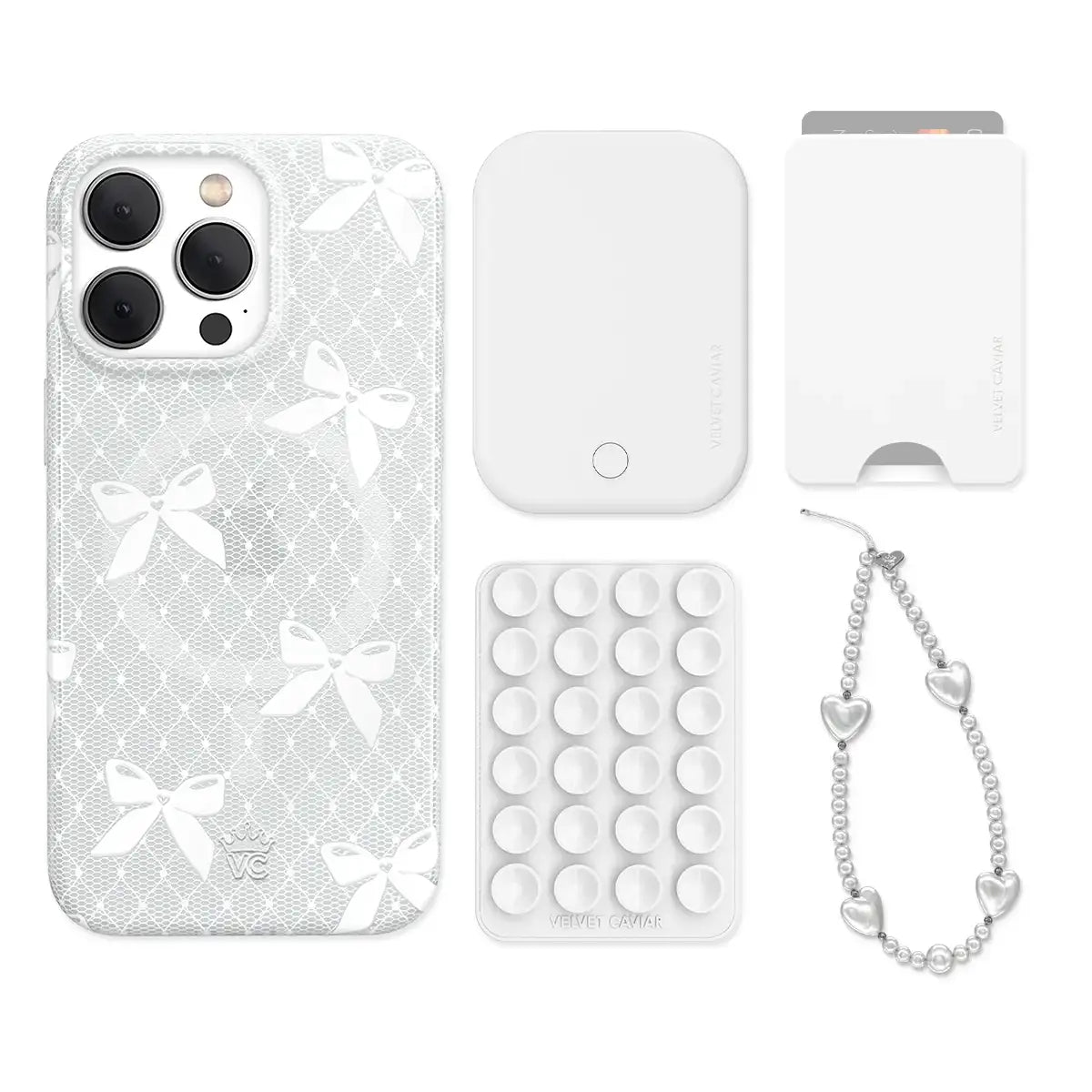 Vintage Lace Bows iPhone Bundle Set - Wallet