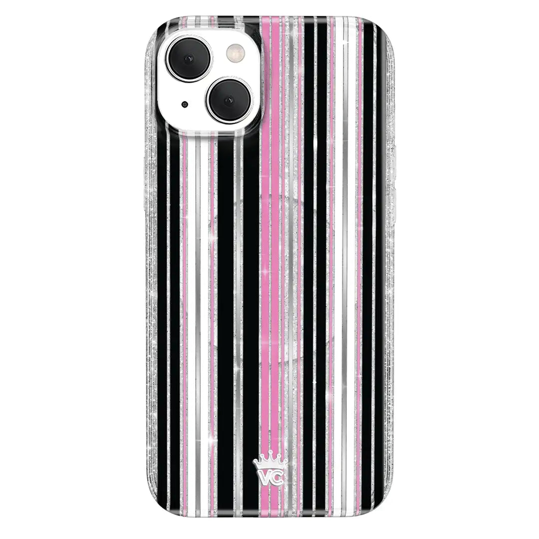 Pretty Punk Stripes Glitter iPhone Case
