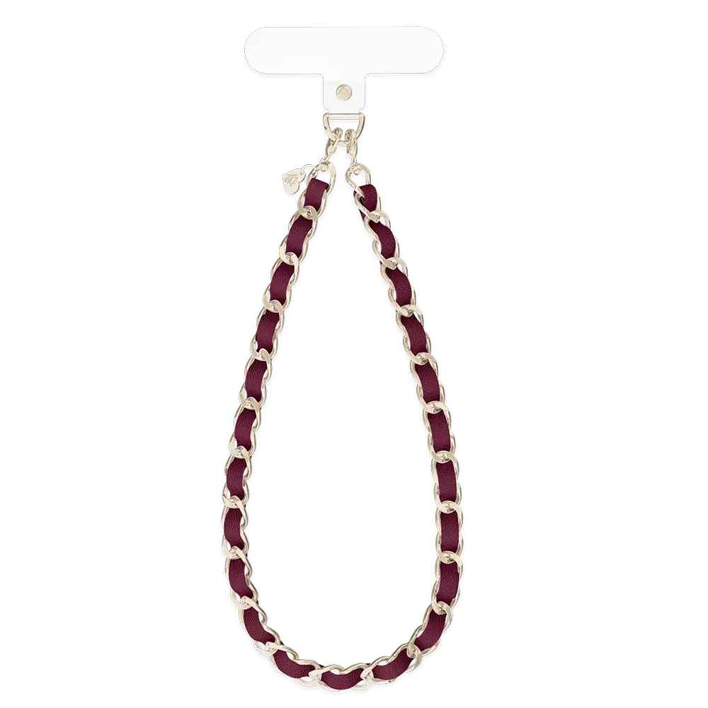 Burgundy Leather Chain Phone Charm