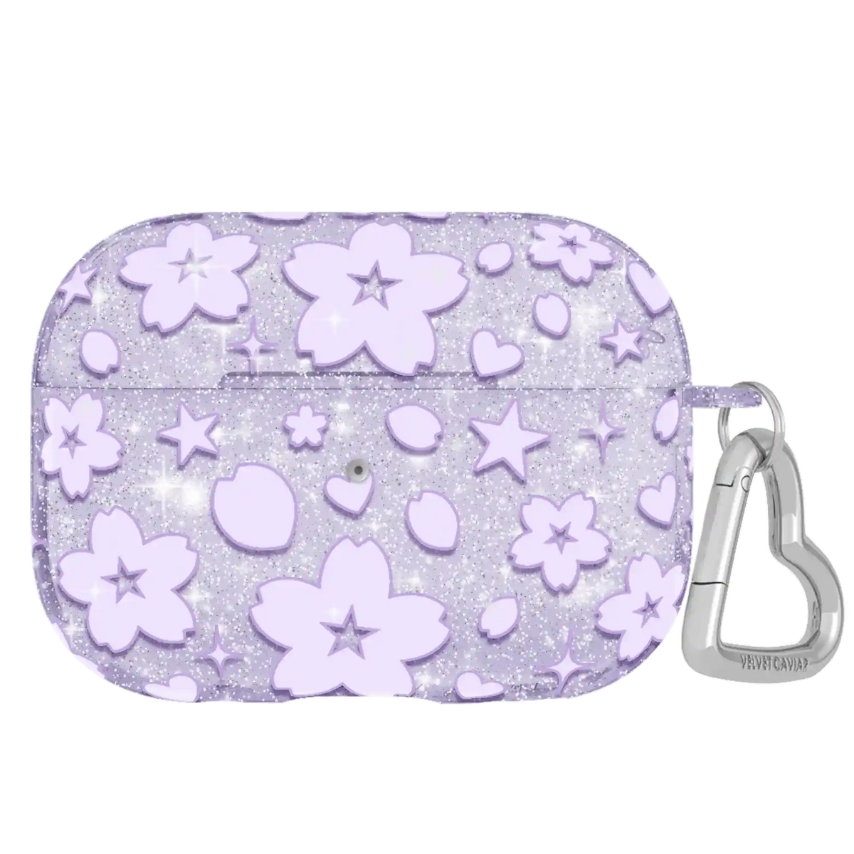 Lavender Cherry Blossom Glitter AirPod Case