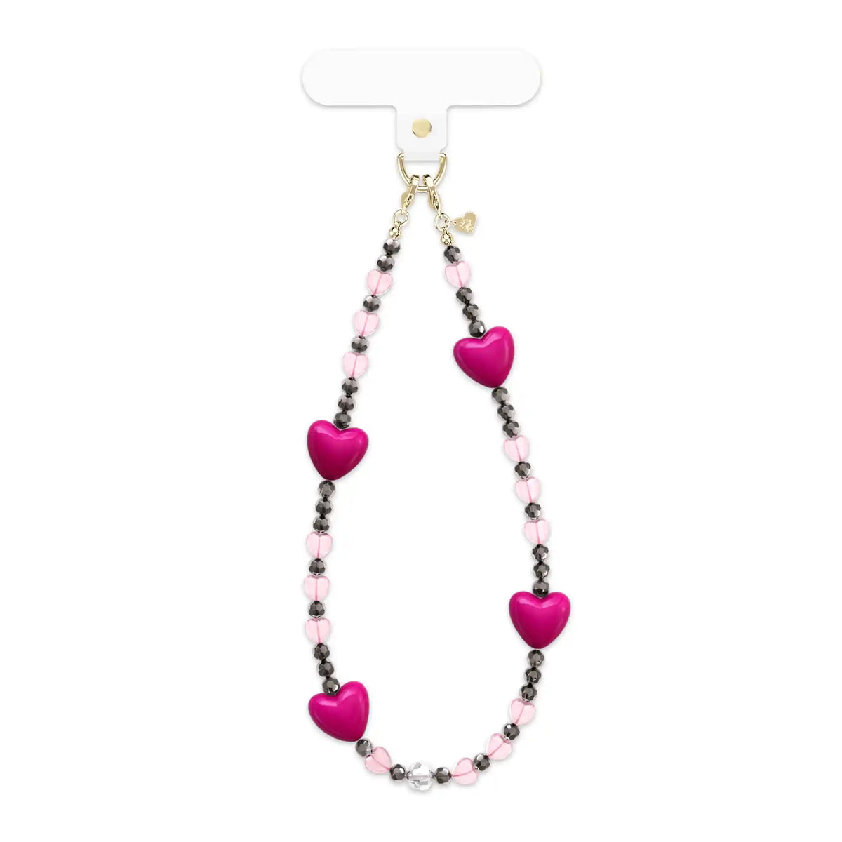 Pink & Black Heart Phone Charm