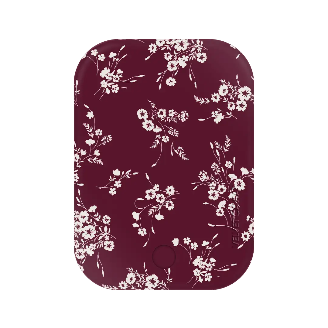 French Burgundy Floral Portable MagSafe Charger Power Pack