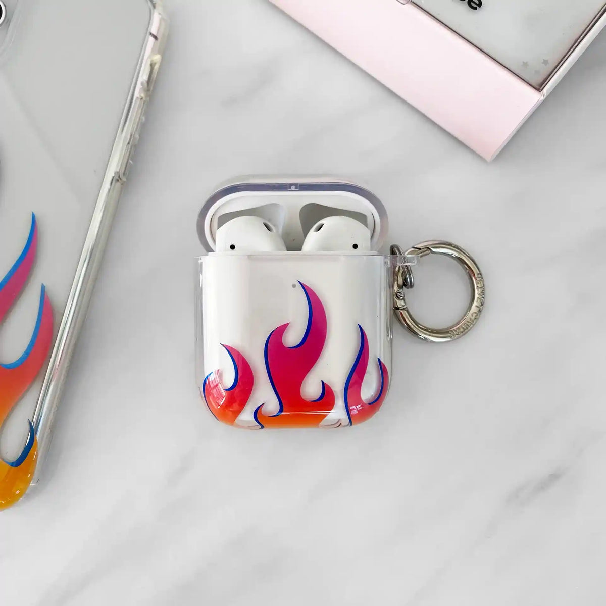 Clear Flames Airpods Case