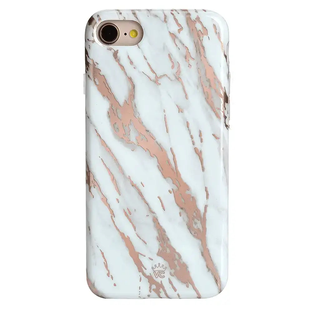 White Marble Rose Gold Chrome 2.0 iPhone Case