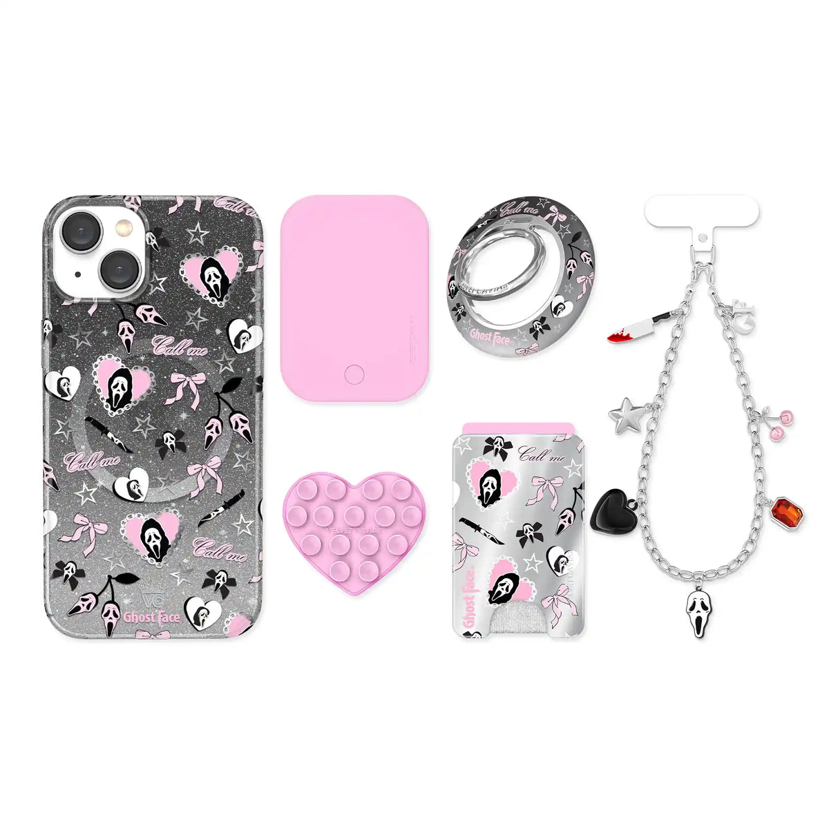 Ghost Face Goth Glitter iPhone Bundle Set