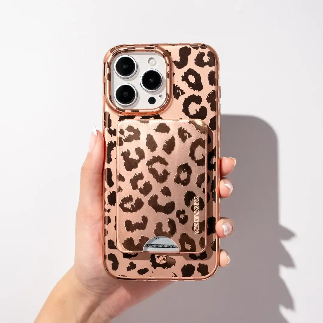 Bronze Chrome Leopard MagSafe Wallet
