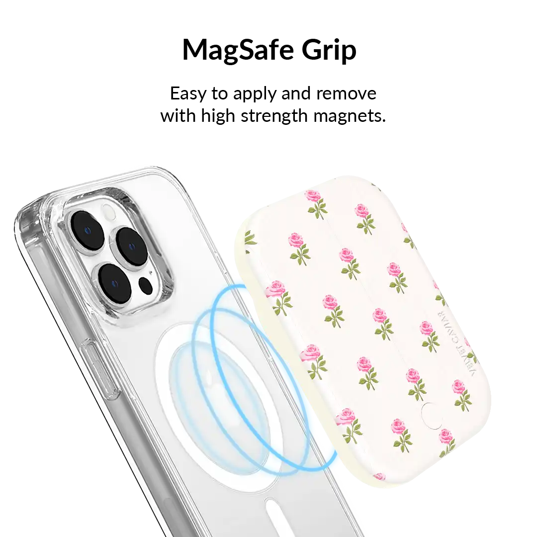 Pink Peony Floral Portable MagSafe Charger Power Pack