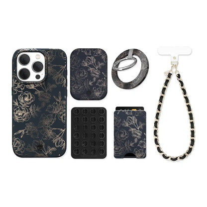 Floral Rose Gold Chrome iPhone Bundle Set