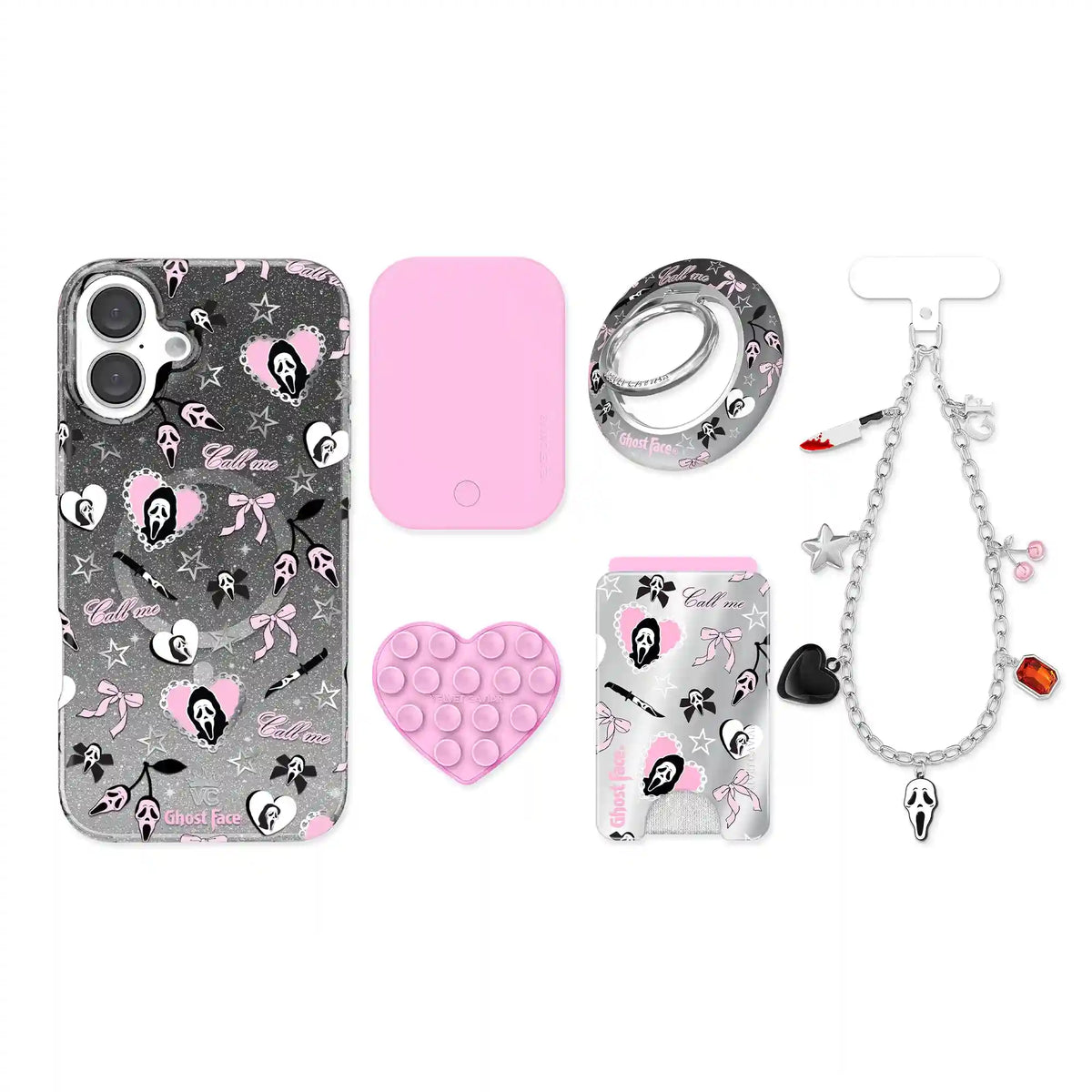 Ghost Face Goth Glitter iPhone Bundle Set