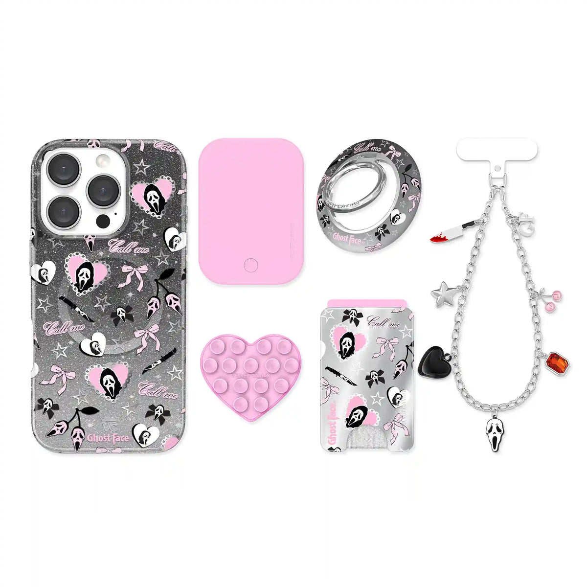 Ghost Face Goth Glitter iPhone Bundle Set