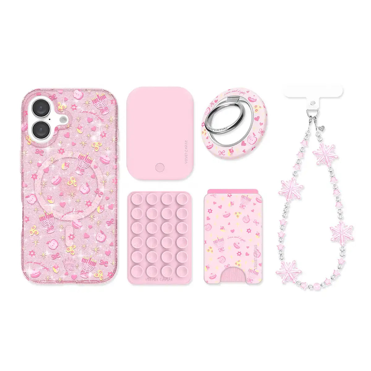 Pink Hanukkah Glitter iPhone Bundle