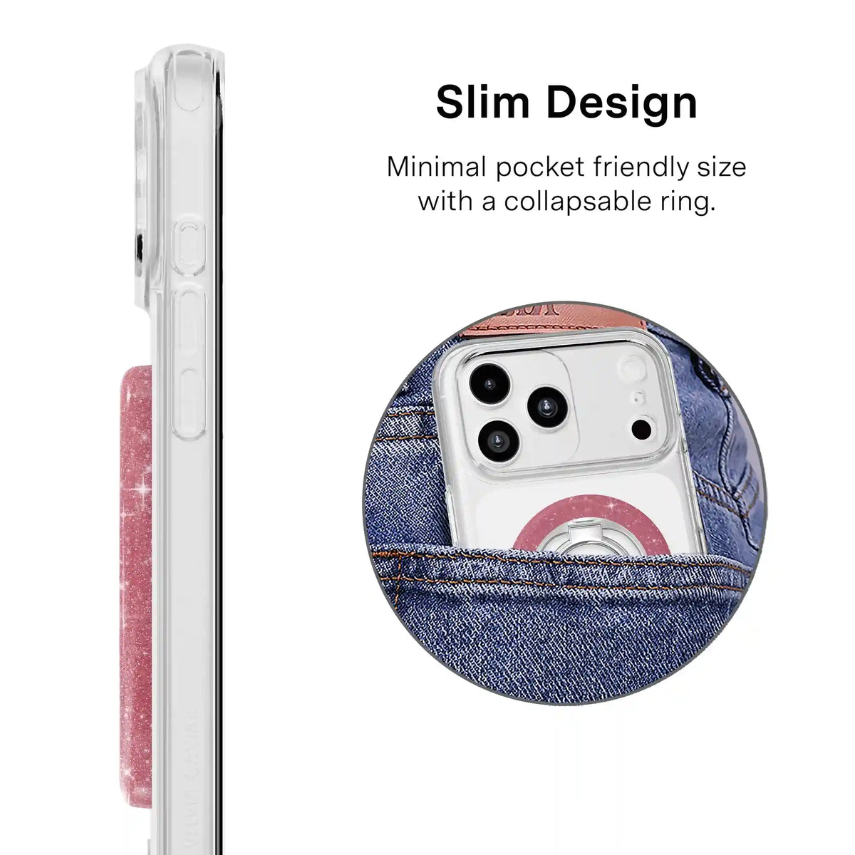 Pink Stardust Glitter MagSafe Grip Ring