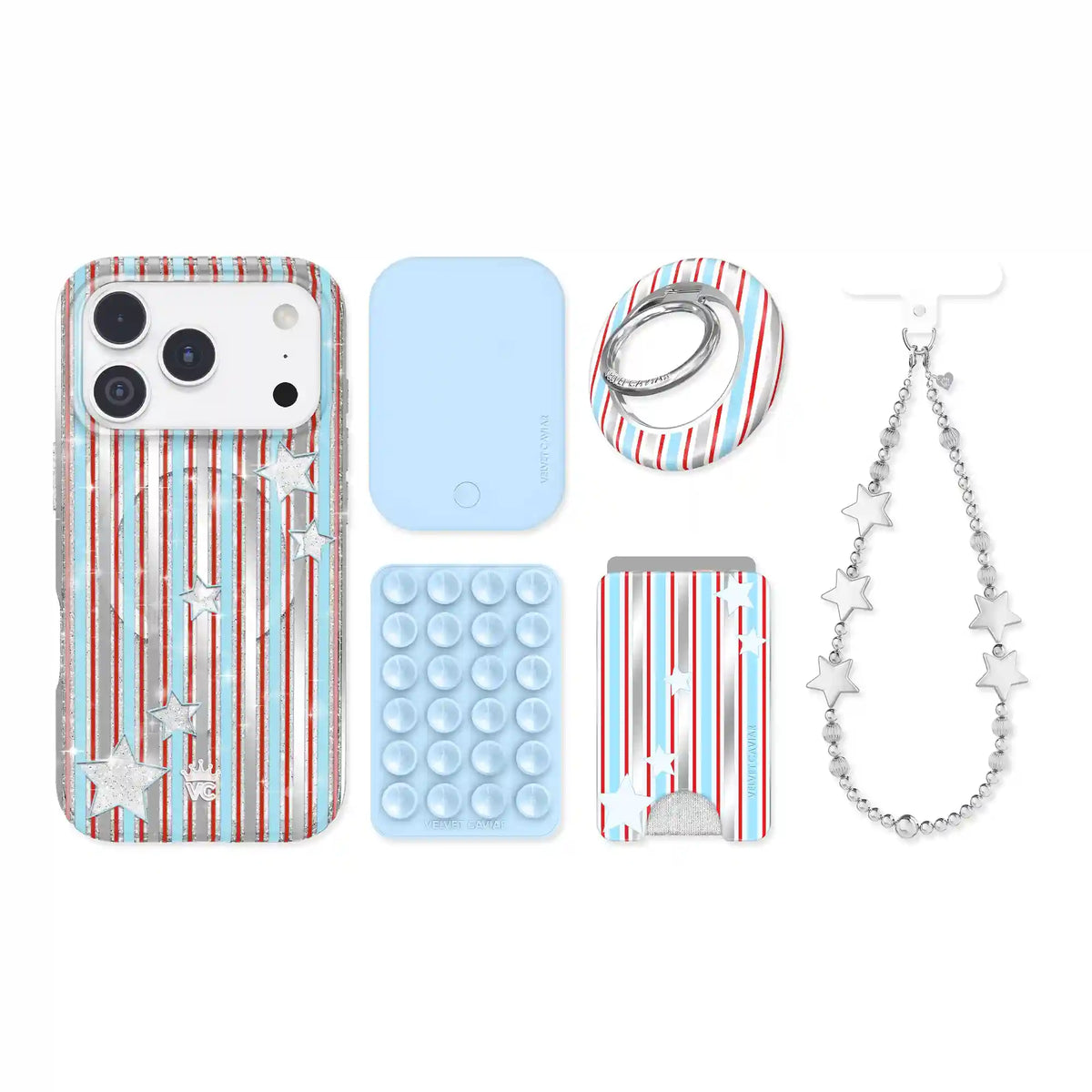 Stars & Stripes Glitter iPhone Bundle Set