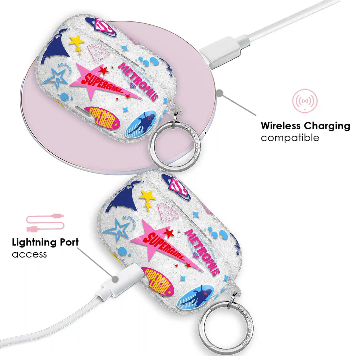 Supergirl Krypto Glitter AirPod Case