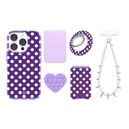 Violet Glow Polka Dot iPhone Bundle Set
