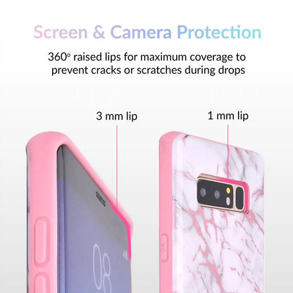 White Marble Pink Chrome Samsung Galaxy Case