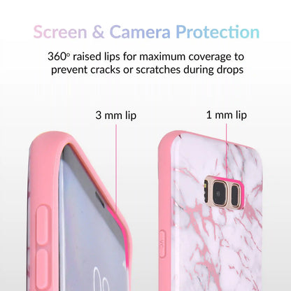 White Marble Pink Chrome Samsung Galaxy Case