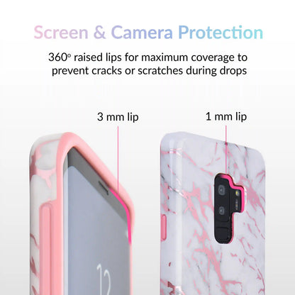 White Marble Pink Chrome Samsung Galaxy Case