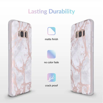 White Marble Rose Gold Chrome Samsung Galaxy Case