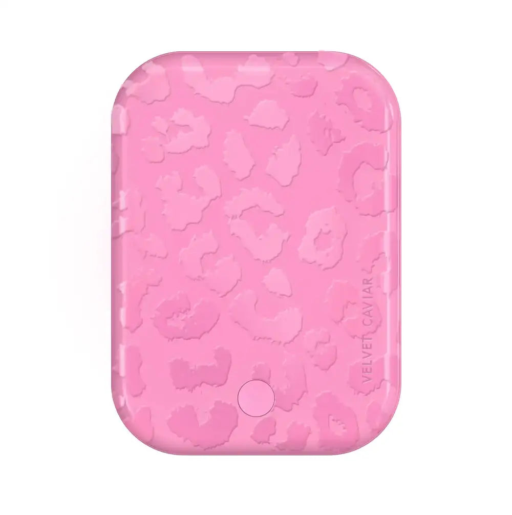 Hot Pink Leopard Portable MagSafe Charger Power Pack