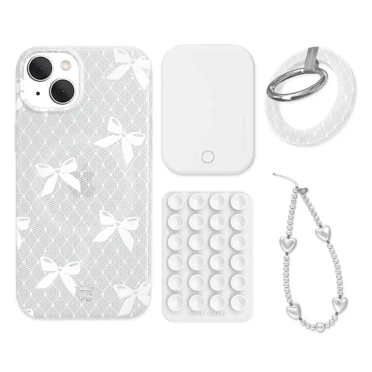 Vintage Lace Bows iPhone Bundle Set - Grip