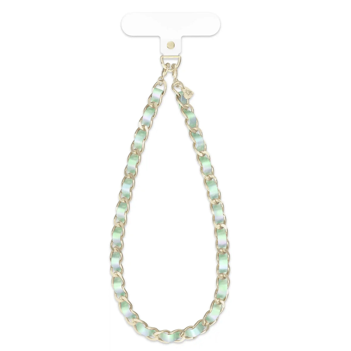 Teal Holo Leather Chain Phone Charm
