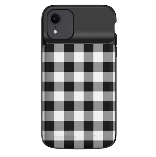 Black Gingham iPhone Charging Case
