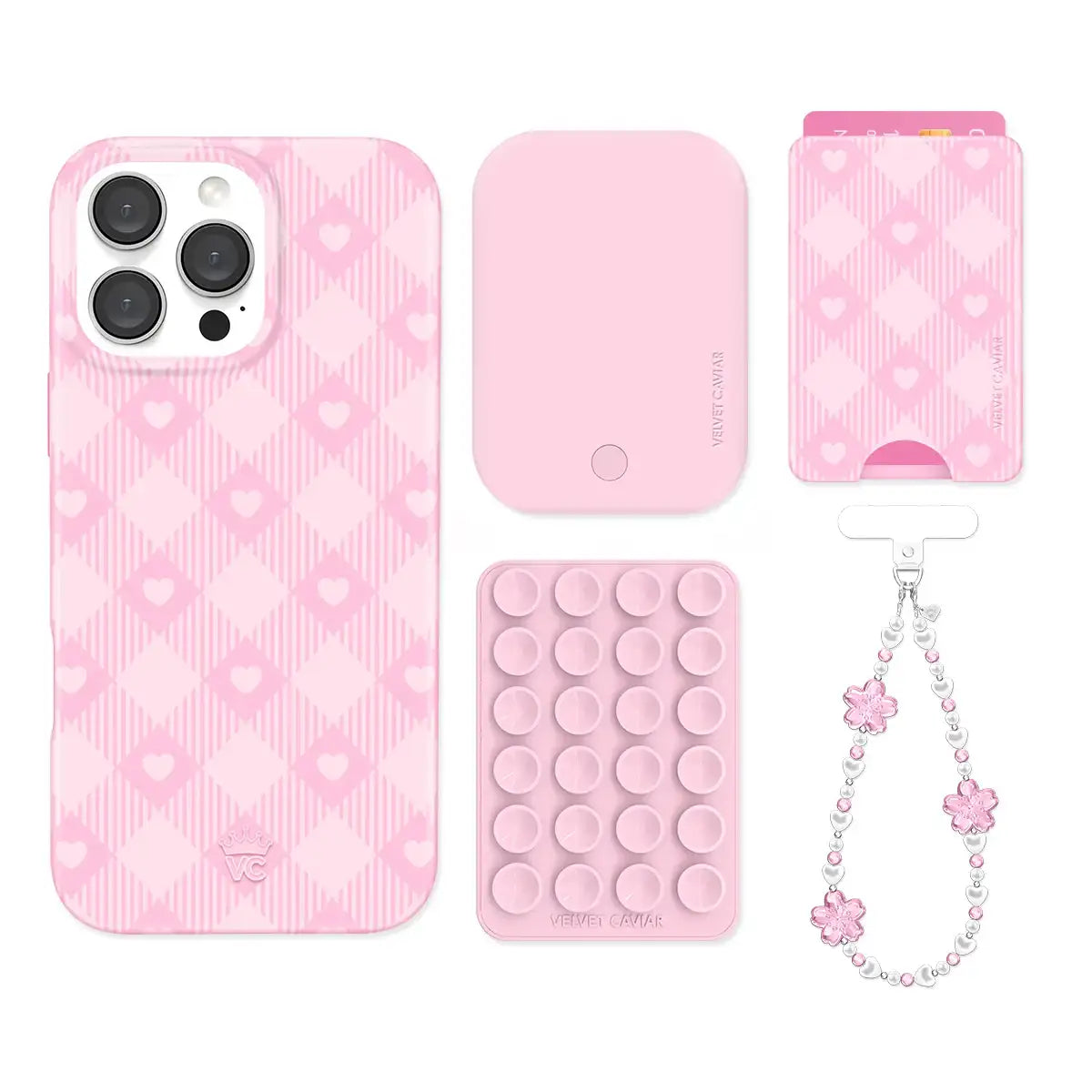 Dolly Pink Gingham iPhone Bundle Set - Wallet