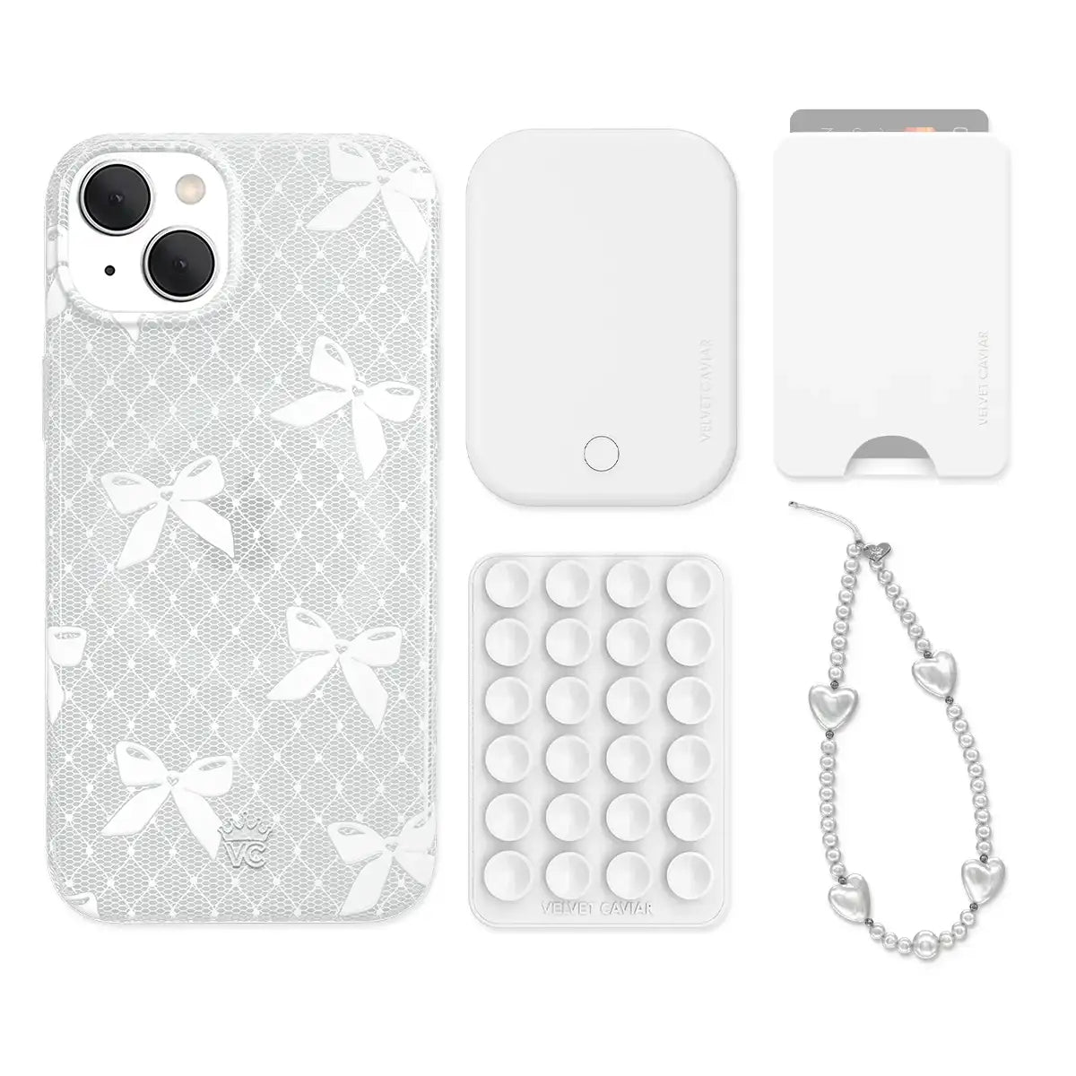 Vintage Lace Bows iPhone Bundle Set - Wallet
