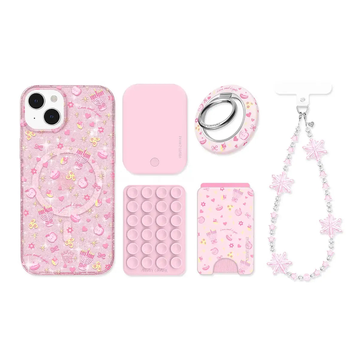 Pink Hanukkah Glitter iPhone Bundle