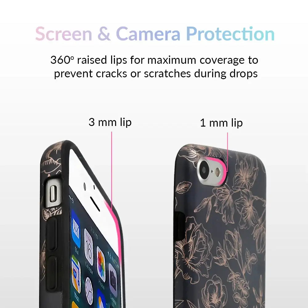 Floral Rose Gold Chrome iPhone Case