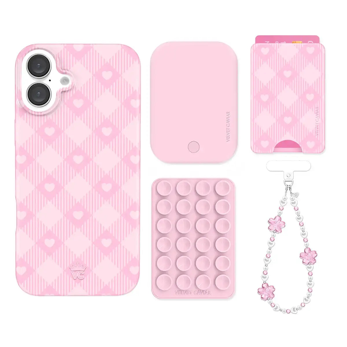 Dolly Pink Gingham iPhone Bundle Set - Wallet