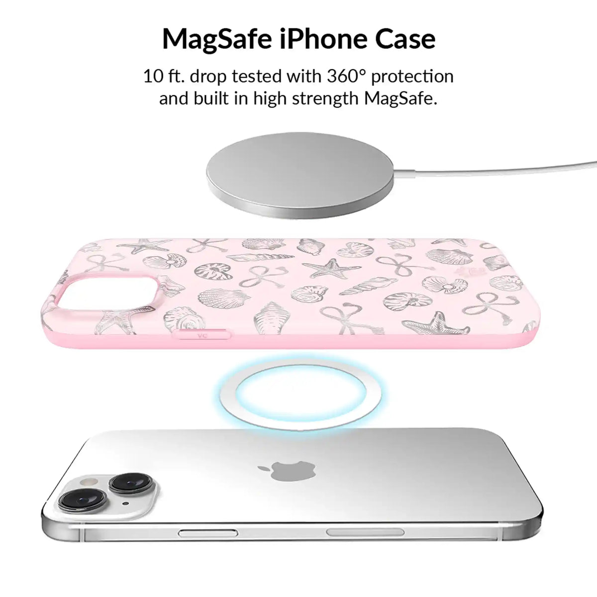 Pink Coastal Seashells iPhone Bundle Set