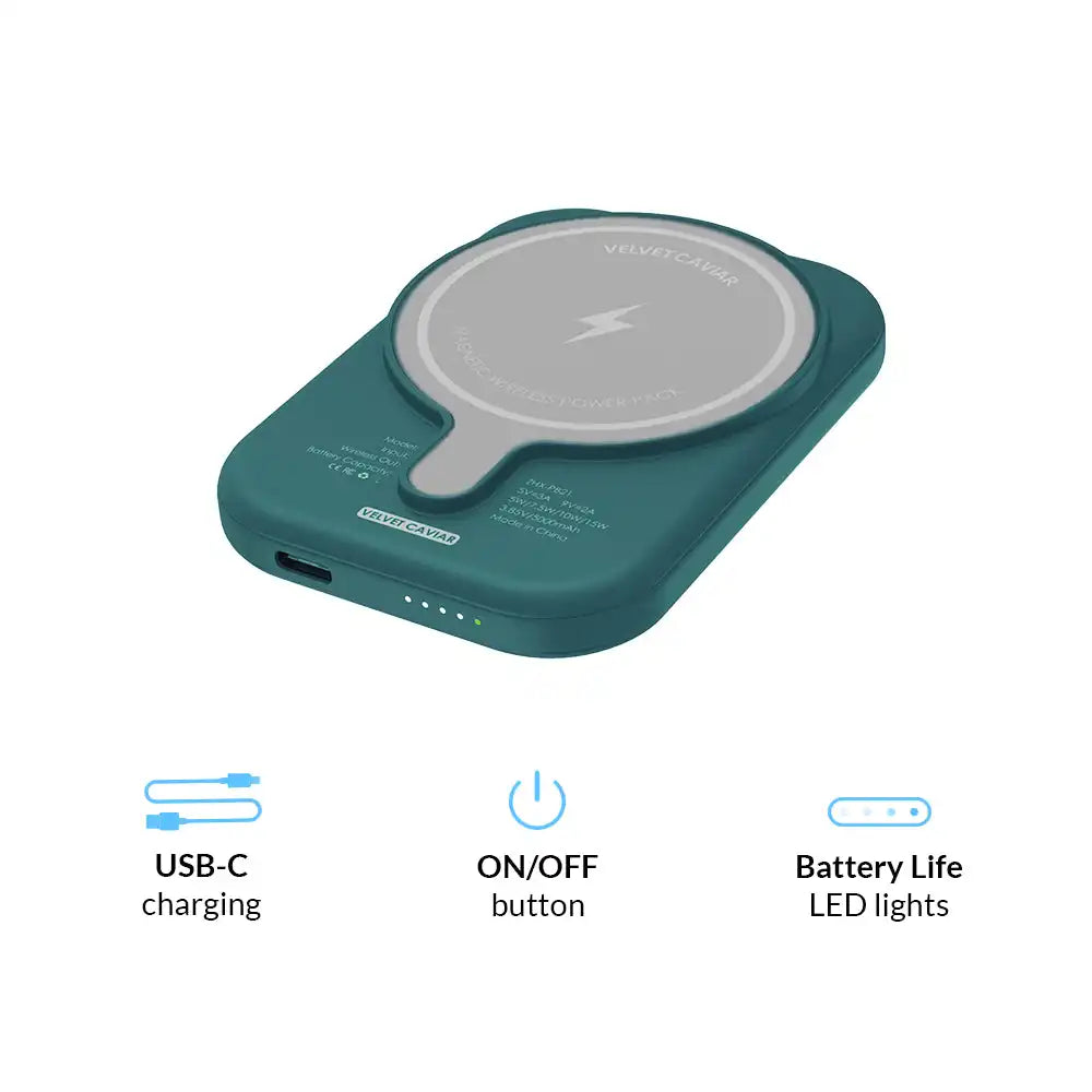 Emerald Marble Portable MagSafe Charger Power Pack