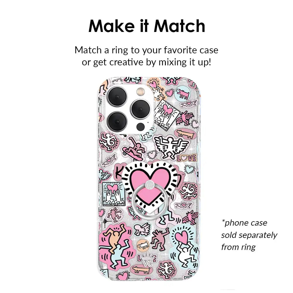 Keith Haring Pink Heart Phone Ring