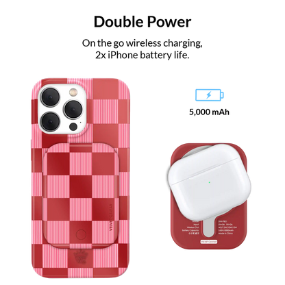 Rose Vibe Checkered Portable MagSafe Charger Power Pack