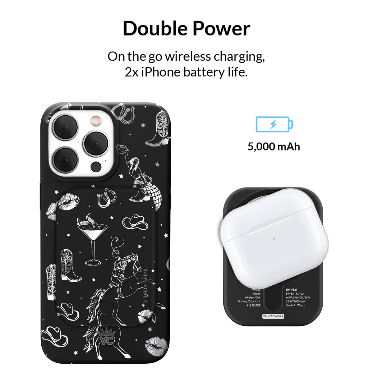 Disco Cowgirl Portable MagSafe Charger Power Pack